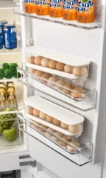 Fridge 2 Tier Automatic Egg Roller Storage Organizer Container Egg Holder for Refrigerator