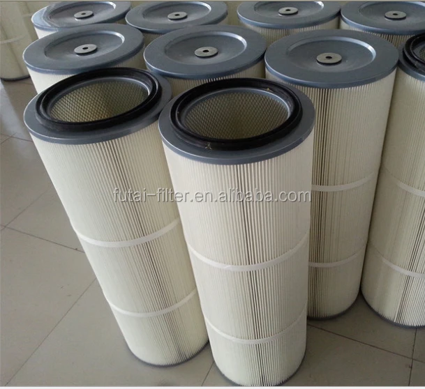 Futai 0.3um spunbonded polyester cylinder pleated self cleaning air filter cartridge