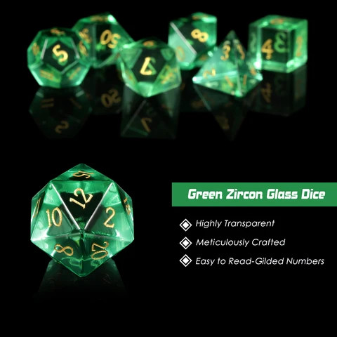 Buy Gemstone Dice D&d Engraved Dnd Glass Dice Green Handmade Stone ...