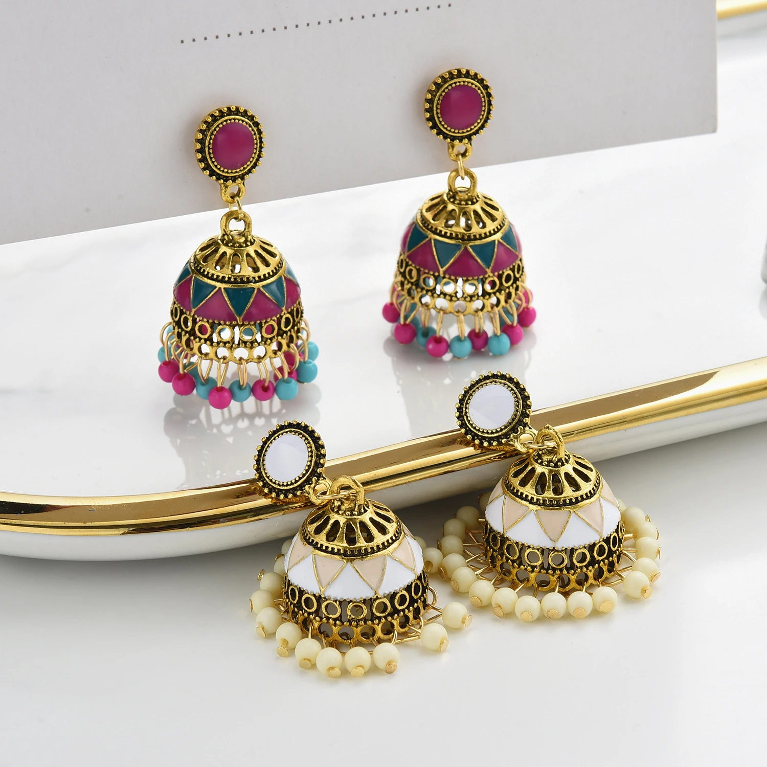 Girls Accessories New Hot Selling Popular Jewelry Bohemian Indian style alloy bell retro Palace Dripping Style National Earrings