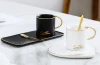 Golden Outline cafes set Simple Style Coffee Cups Set with Plate Spoon Ceramic coffee cups set