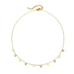 Good quality heart choker chain necklace stainless steel crystal gold jewelry necklace