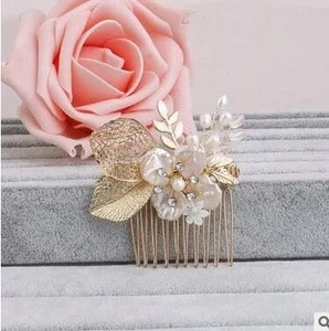 Gorgeous hair comb floral headband women pearl jewelry hairband soft chain hair ornaments bridal tiara wedding accessories