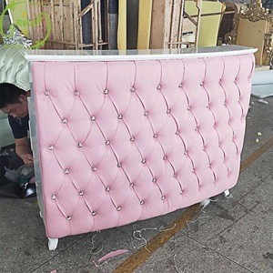 Great Foshan Factory Hot Pink Beauty Salon Cheap Modern Leather Reception Desk For Sale