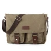 Great price comfortable multi layer vintage style satchel bags canvas shoulder genuine leather messenger bag