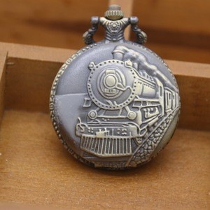 Guangzhou supply pocket watch with train necklace vintage pocket watch