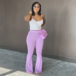 H5870 - 2021 hot fashion casual fit women solid flare pants