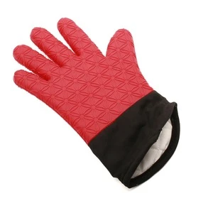 Heat Resistant Silicone Grilling-Glove Waterproof BBQ Kitchen Oven Mitts With Inner Cotton Layer