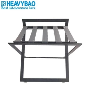 Heavybao Hot Sell Hotel And Restaurant Stainless Steel Universal Luggage Rack With PU Leather Belt