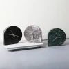 High-end decorative marble art crafts table time clock for home decoration