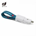 High Quality cellphone stand Mobile Phone Accessories 3 in 1 short Nylon Braid Lanyard USB Charging Cable