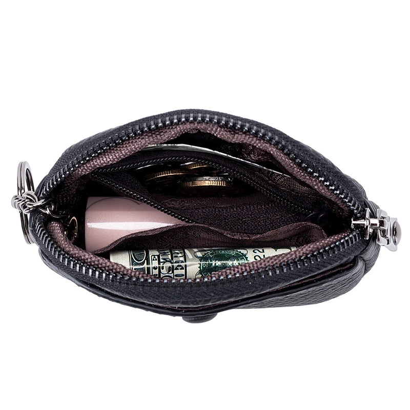 High quality keychain genuine leather mini zipper coin purse for women