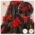 Import high quality printed 100% polyester chiffon woven 3D pure georgette fabric with red flower embroidered Chiffon fabric from China