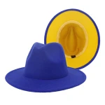 High Quality Wholesale Fake Wool Felt Fedora Hat For Men 2 tone hat different color brim fedora hat for women
