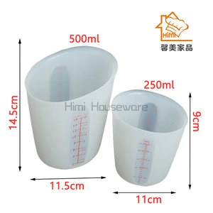 HIMI 250ml 500ml Baking Kitchen Silicone Measuring Cup With Double Scales Stir Pour Cupcake Flour