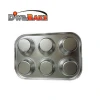 Holes Stainless Steel Muffin Cake Baking Oven Pan Cookie Tray Aluminium Cup Cake Mold 6 Cubes Muffin Cake
