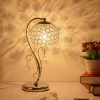 HOOYI Chinese Crystal Round Silver Metal Table Lamps for Home Decor