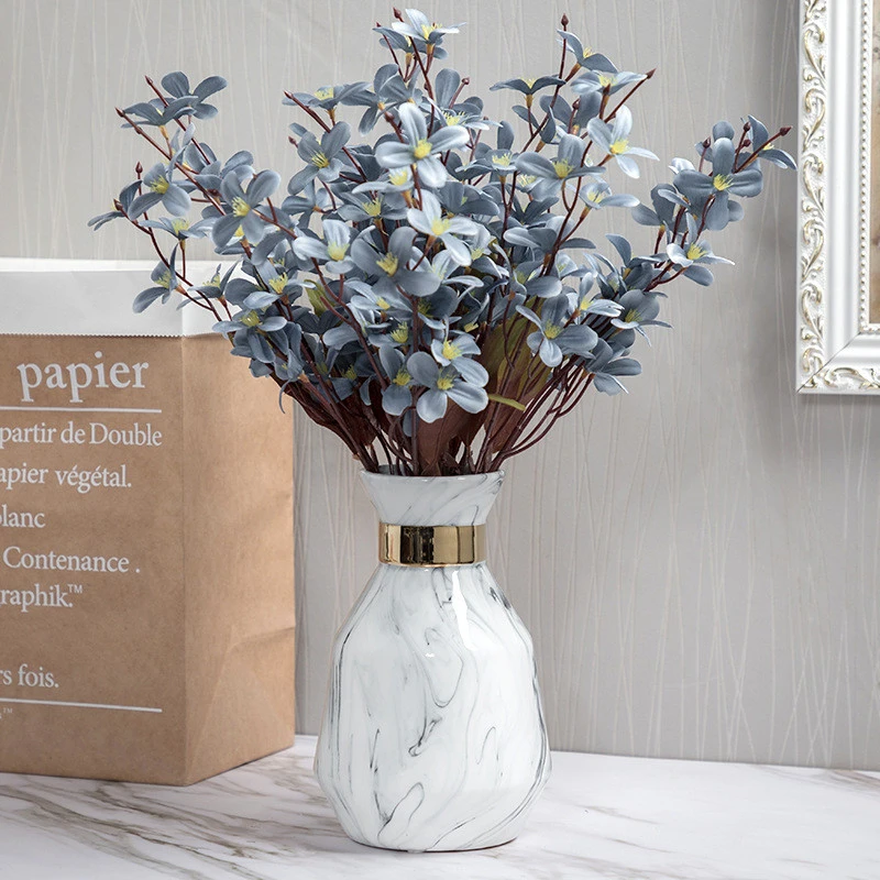 Hot Sale Nordic style Wedding Gift home decor white marble ceramic porcelain flower vase
