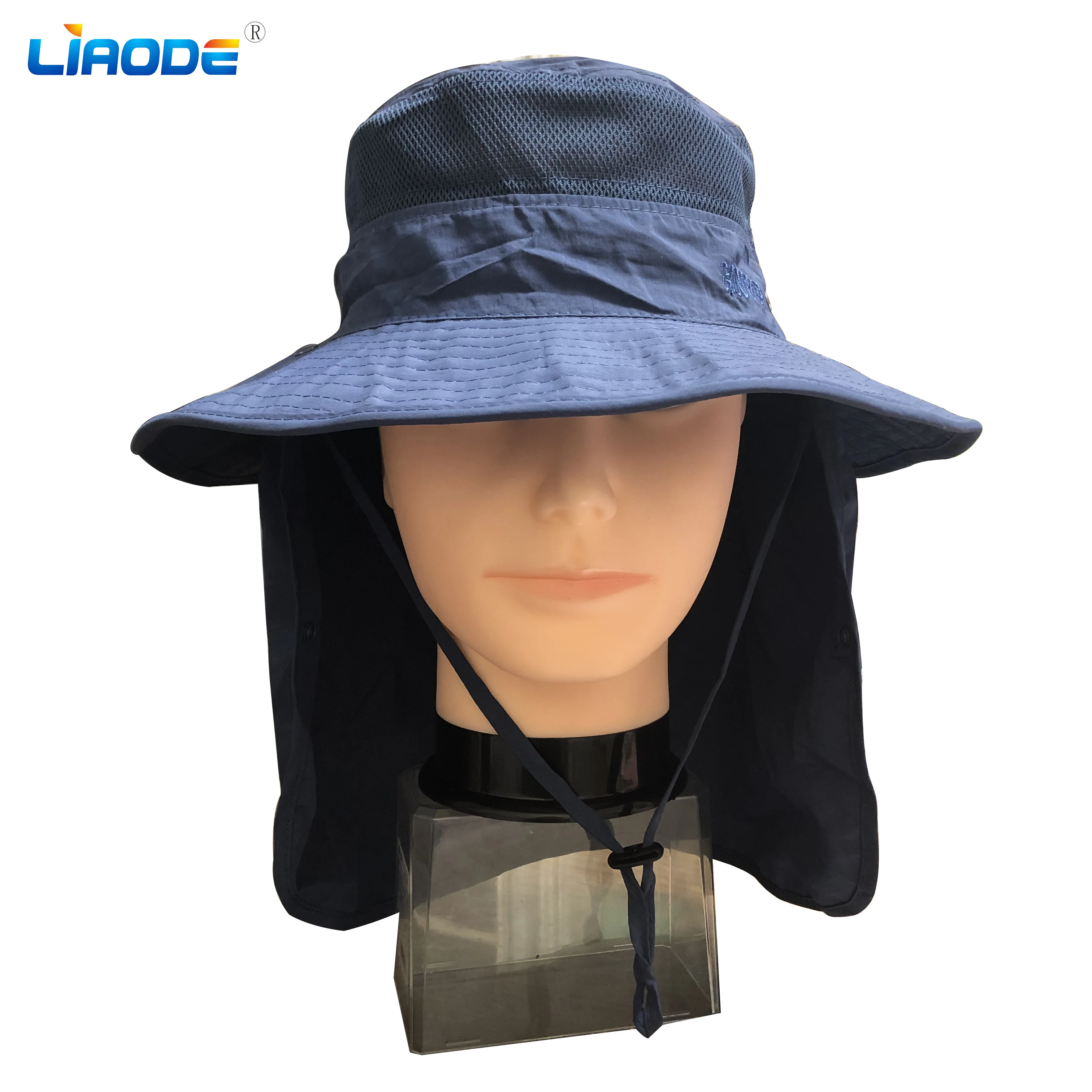 Hot sales custom logo100% polyester outdoor fishing hat cap bonnie hat wide brim with neck cover flap bucket hat