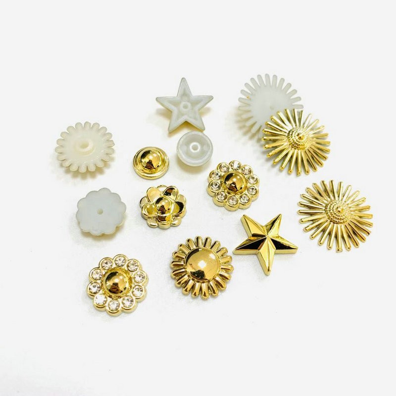 hotsale wholesale,gold, fashion fashion round leather crystal plastic diamond pearl decorative plastic rivet for clothes/ shoes