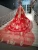 Import HTL880 high neck golden applique long sleeves red vintage wedding dress with long veil from China