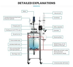 Industrial Glass Reactor 100L for Pharmaceutical