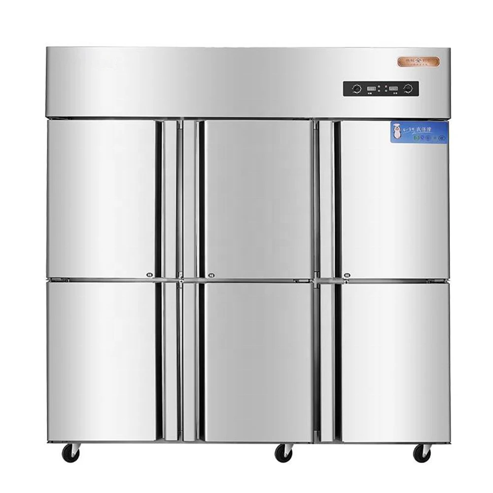 industry Stainless Steel Upright commercial Six doors refrigerator double temperature freezer and chiller Kitchen freezer