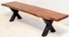 Iron Industrial Wooden Patio Benches