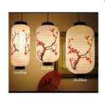 Japanese Restaurant Custom Cylinder Hanging Plum Blossom Japanese Sakura Paper Lanterns