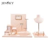 JINSKY beige color microfiber jewellery earring bracelet display stand gold metal display customize jewelry stand