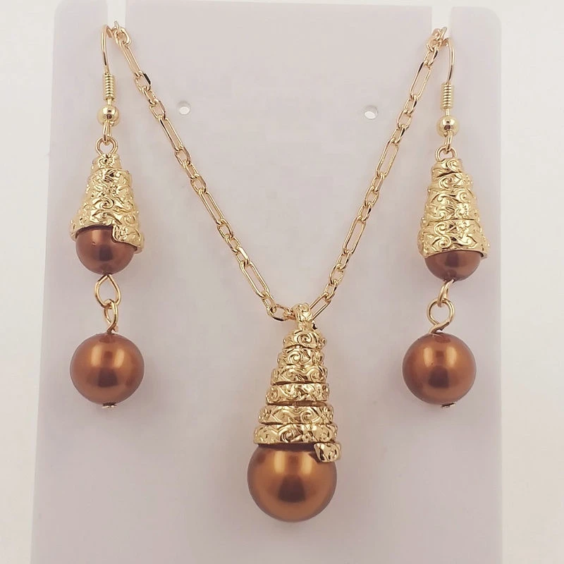 JX73  hawaiian pearl earrings  with long chain gold