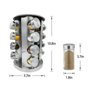 kichen tools spice jar set glass 16spice bottle spice packaging bottle Rotatable with rotating frame