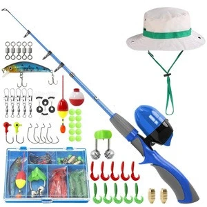 Kids Portable Telescopic Fishing Rod and Reel Full Kits Spincast Youth Fishing Pole Fishing Gear