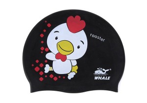 Kids Silicone Swim Caps Cartoon Artwork Print Support Private Logo Anti-Leak Swimming Caps