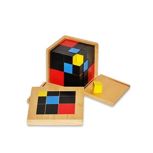Kindergarten Wooden Montessori Materials Trinomial Math Learning Cube Toys For Kids