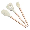 Kitchen Cooking Utensil Set Color Particles Gadget Smart White Silicone Utensil With Rose-Gold Coating Steel Handle