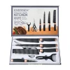 KONOLL 6Piece Black Color Non-stick Coating Kitchen Knife Set With Gift Box Packing