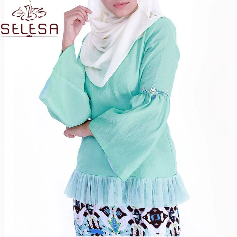 Ladies Fashion Design And Melayu Soft Muslim Islamic Clothing Baju Kurung Moden With Lace