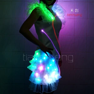 LED Training Dancewear, Carnival Performance Suits,Sparkling Women Dress