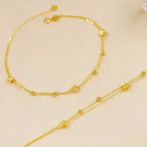 Lerca Au750 Solid 18K Jewelry 18k Pure Gold Beaded Bracelet Real Gold Jewelry 18k with Certificate Au750 Gold 18k Real Necklace