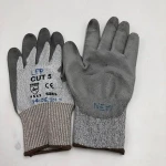 Level 5 PU Coated  Anti Cut Resistant Working Safety Gloves With CE