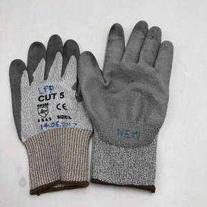 Level 5 PU Coated  Anti Cut Resistant Working Safety Gloves With CE