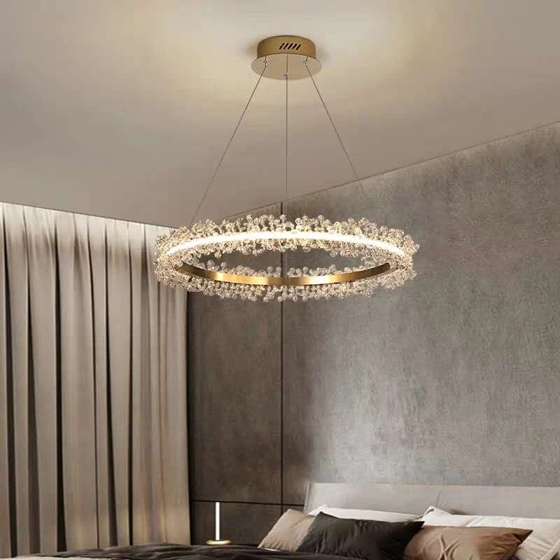 living room crystal ceiling chandelier round gold ring led crystal chandelier