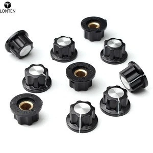 Lonten 10PCS Potentiometer Control Knobs 6mm Hole 16mm Top Black Silver Tone Potentiometers Passive Components