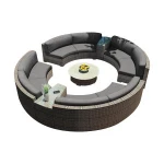 Luxury design round rattan large sofa wicker patio furniture rattan outdoor circle garden set