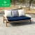 Import luxury garden use PE rattan sofa with teak wood base patio furniture from China