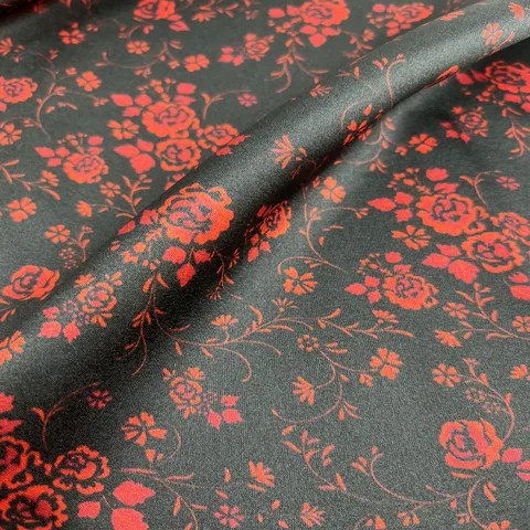 Luxury High Quality Stretch Shiny Floral Print 6A Grade Silk Satin Fabric for Fashion Women Kaftan Pjs Kimono Clothing Pillow