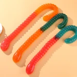 Magic Colorful Soft candy Sweet 72cm oversized Earthworm worm shaped fruity jelly Gummy prank Candy snacks shantou candy china