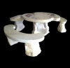 Marble garden inlaid oval table and curved benches DSF-BG017