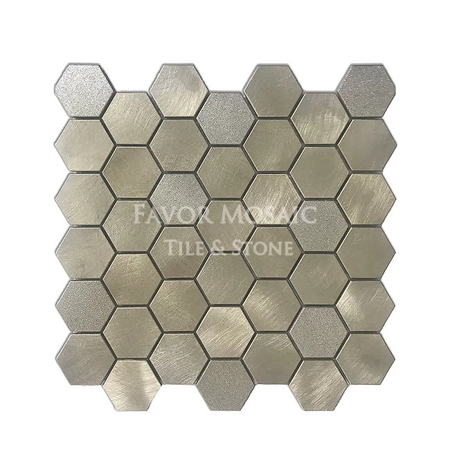 Matt Silver Hexagon Metal Stainless Steel Aluminum Mosaic tile Backsplash for wall